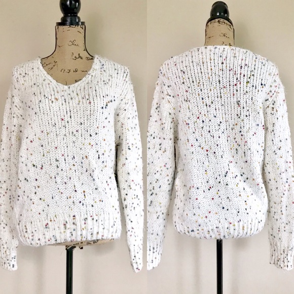 Fuzzy rainbow dot knit sweater - Picture 3 of 5